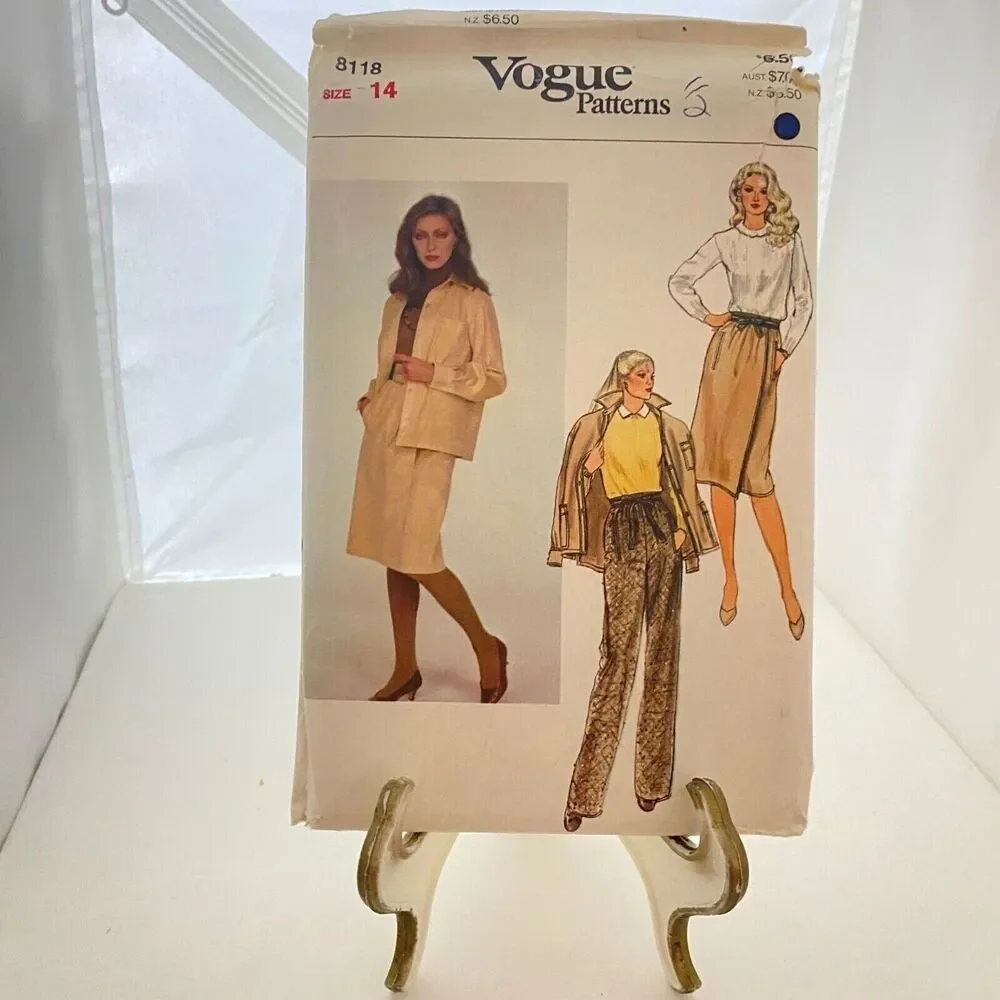 #8118 Vogue Misses Jacket Skirt and Pants Sewing Pattern Size 14